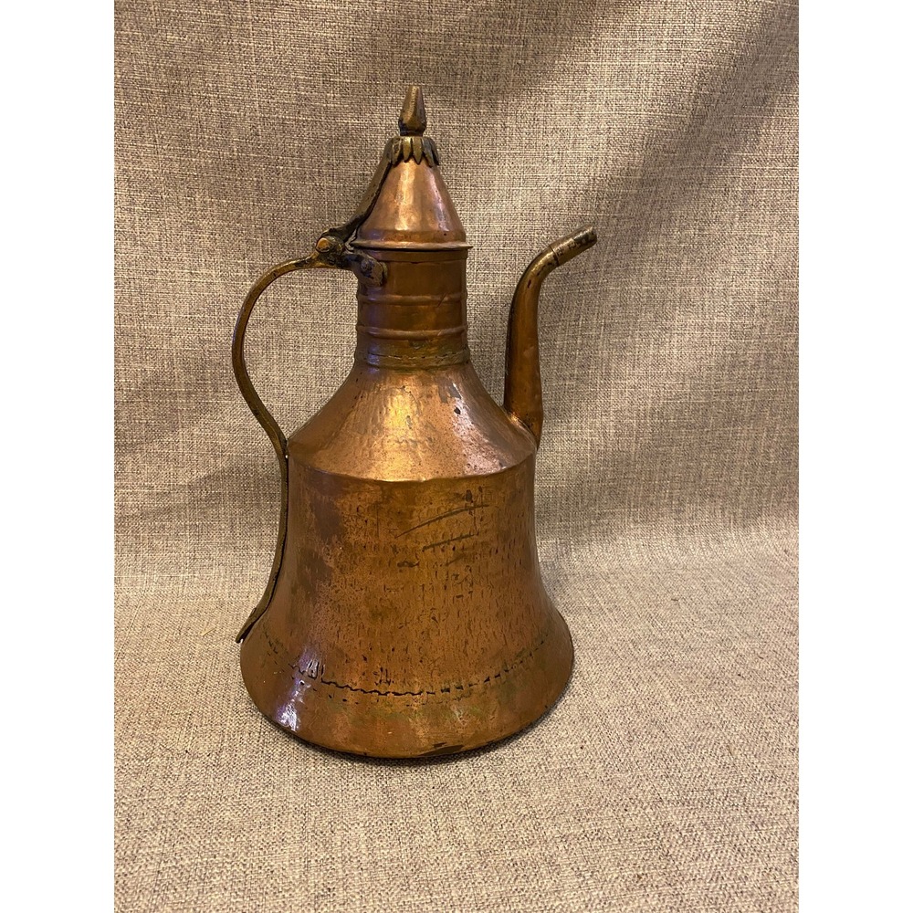 Antique Copper Brass Turkish Kettle Middle Eastern Coffee‎ Pot, 15" Tall